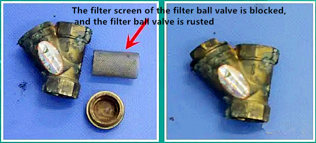 The filter screen of the filter ball valve is blocked, and the filter ball valve is rusted